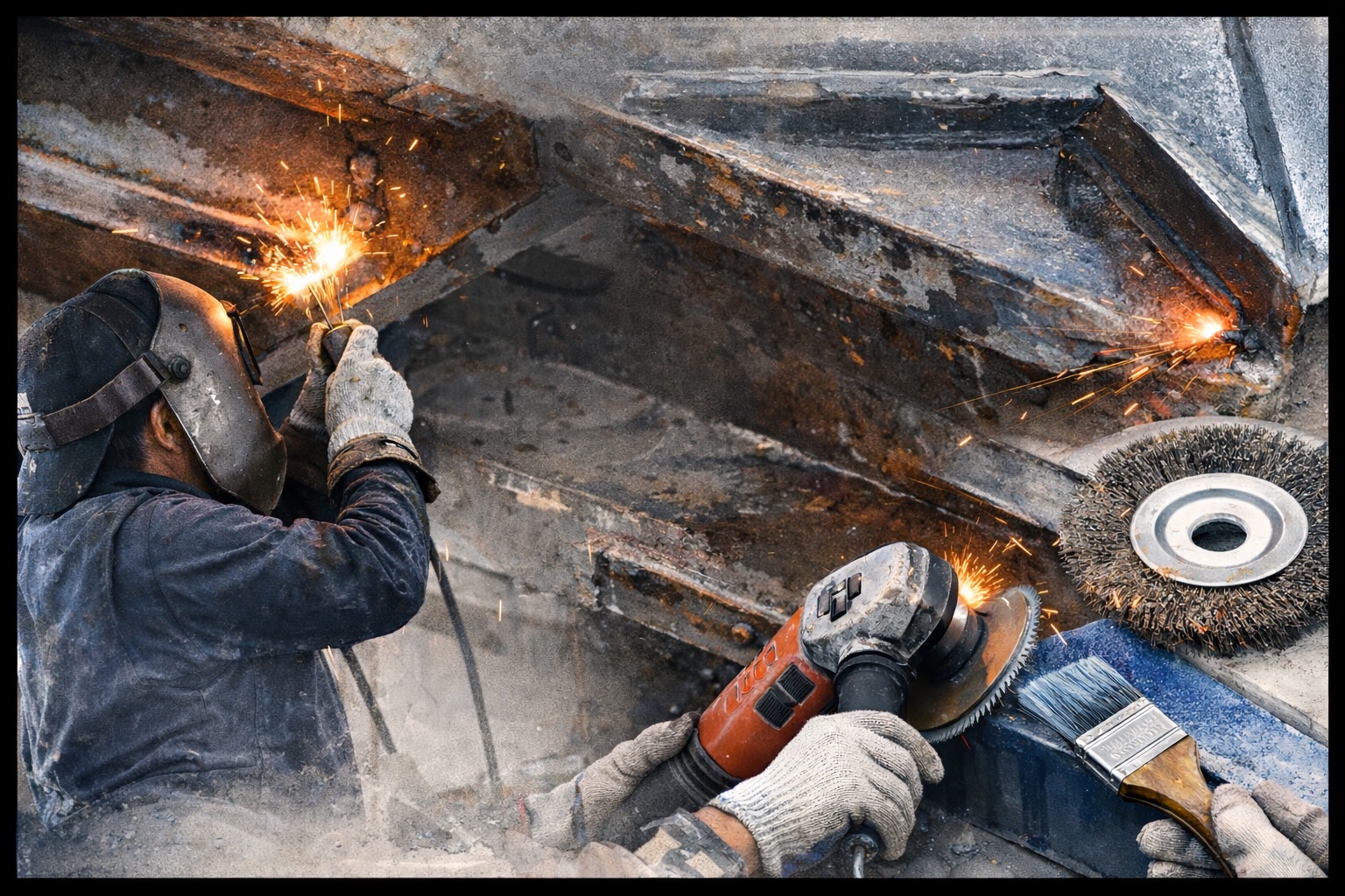 横浜市西区の鉄骨階段補修｜段裏腐食をケレン・溶接補強して塗装へ進んだ現場🐧