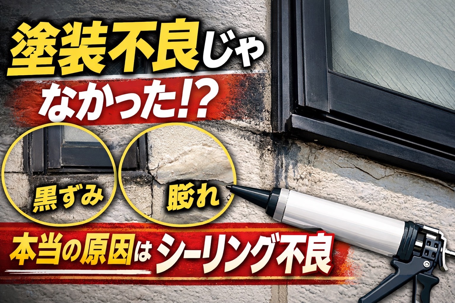 横浜市旭区のモルタル外壁で塗装後に黒ずみと膨れ｜原因はサッシまわりの既存シーリング不良でした🐡