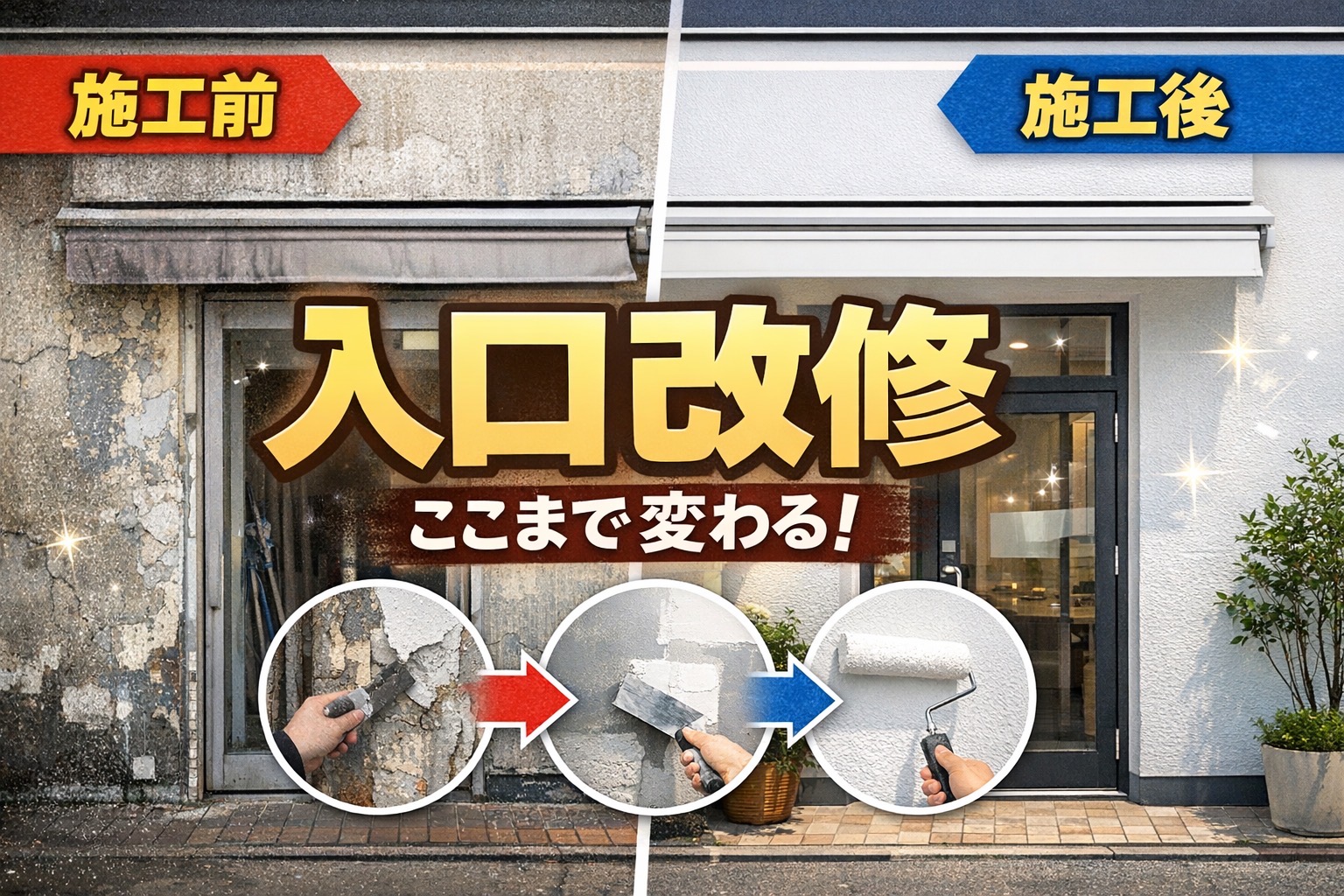 横浜市青葉区｜店舗入口が古く見えると集客に響く？入口まわり改修で印象が変わった事例🏬