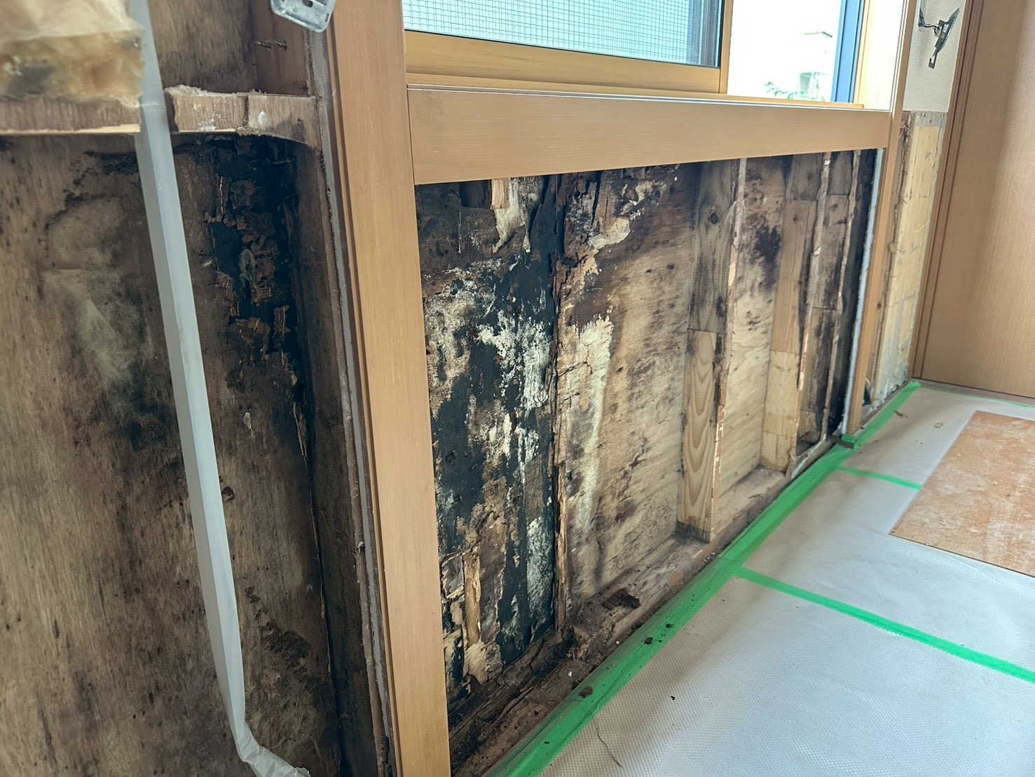 横浜市旭区｜サッシまわりの雨漏りは、ひび補修だけでは止まらないことがあります。開けて見えた二次防水と排水の調査🦤